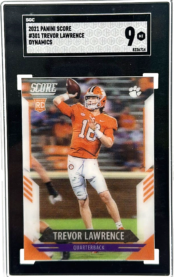 0BC38434-33FF-430E-A264-4838F0A46AF9_1024x1024-1.png 2021 Panini Score - Trevor Lawrence 301 - Dynamics Lenticular SP - SGC 9 - Image 1