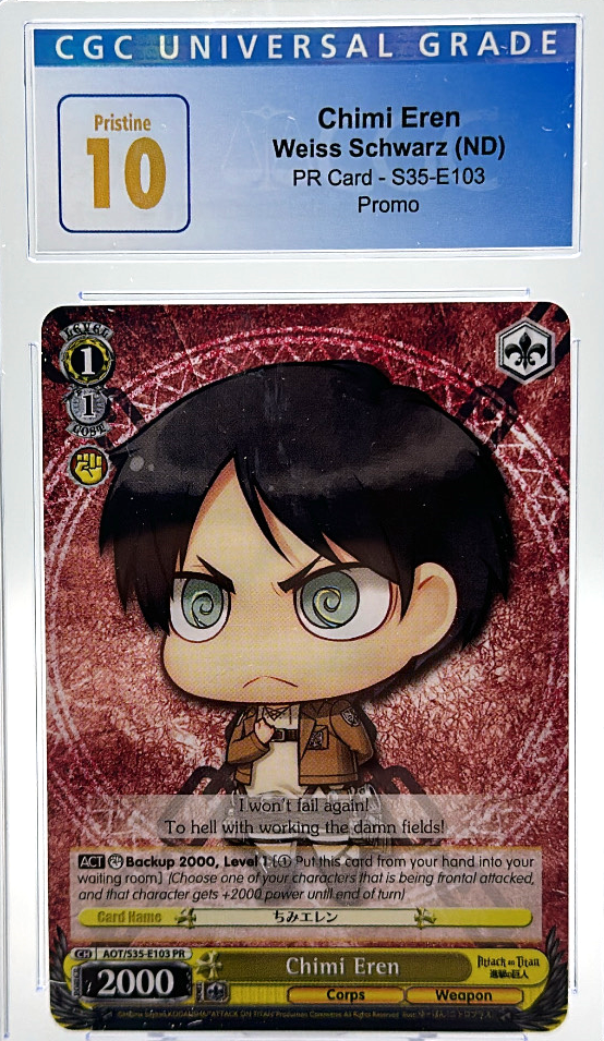257D056D-CB7E-4EB8-8AA0-EA1BAB22D3DE_1024x1024.png Chimi Eren AOT/S35-E103 PR Promo - Weiss Schwarz - CGC 10 - Image 1