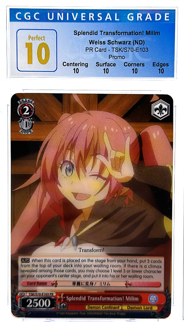 2DD39E1D-2BC7-4996-BD07-EBF2DC9C9A0E_1024x1024.png Splendid Transformation! Milim TSK/S70-E103 PR Promo - Weiss Schwarz - CGC 10 - Image 1