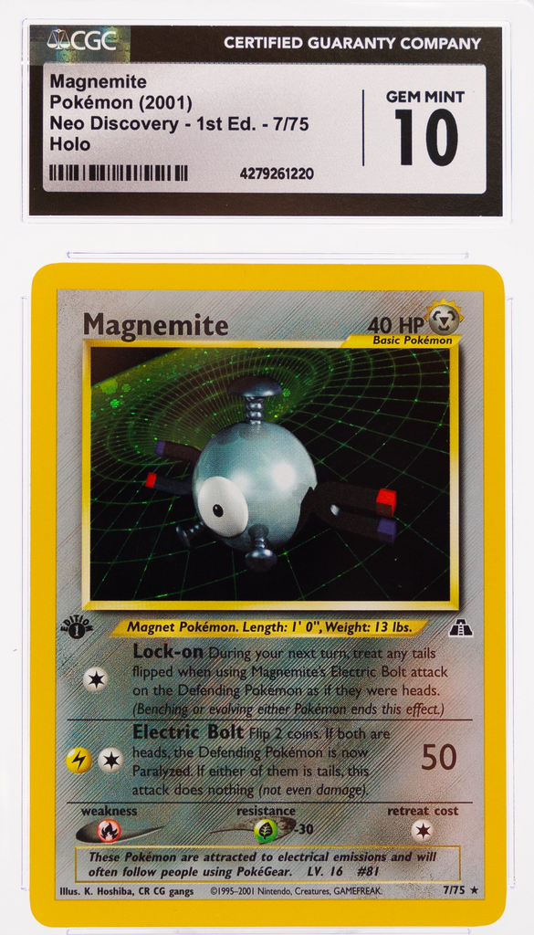 2R7A6721_1024x1024.png Magnemite 7/75 Neo Discovery 1st edition - 2001 Pokemon - CGC 10 - Image 1