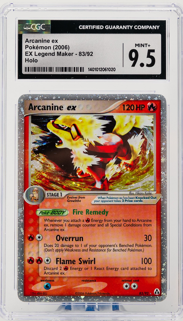 2R7A8612_4e6cd5a1-55f0-4d77-8edc-55ed4691e2fe_1024x1024-1.png Arcanine ex 83/92 EX Legend Maker Holo - 2006 Pokemon - CGC 9.5 - Image 1