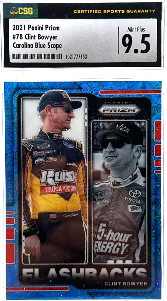 3864684A-6235-467D-87DA-C8259D119197_1024x1024.png 2021 Panini Prizm - Clint Bowyer 78 - Carolina Blue Scope /99 - CSG CGC 9.5 - Image 1