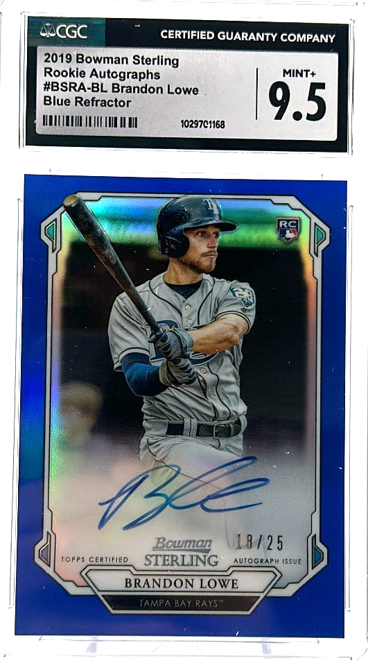 3D0A0021-424D-43AC-9BA5-F591177D30E9_1024x1024-2.png 2019 Bowman Sterling - Brandon Lowe BSRA-BL - Blue Refractor /25 - CGC 9.5 /10 - Image 1