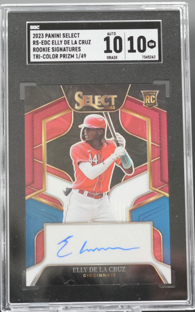 45A9D518-129C-4551-9E24-3FD097793516_1024x1024-1.png 2023 Panini Select - Elly De La Cruz RS-EDC - Tri Color /49 - SGC 10 / 10 - Image 1
