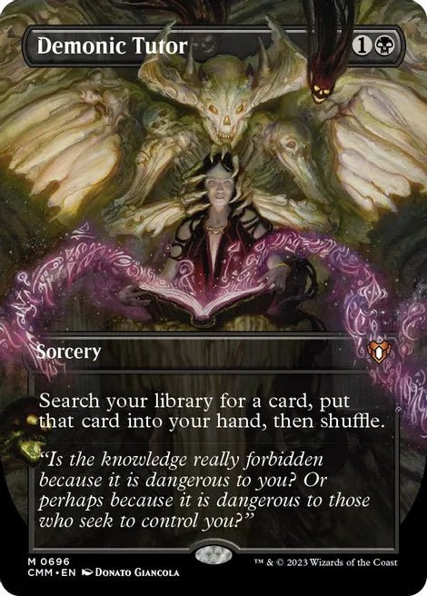 504181_e170ddef-76ca-4a46-84c1-867bef04d017_1024x1024-1.jpg Demonic Tutor (Borderless) - Commander Masters - Image 1