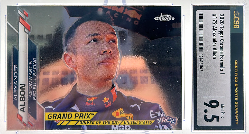 74EA7A50-2219-40A9-9A6D-BAC25B50535B_1024x1024-1.png 2020 Topps Chrome Formula 1 - Alexander Albon 172 - CSG CGC 9.5 - Image 1