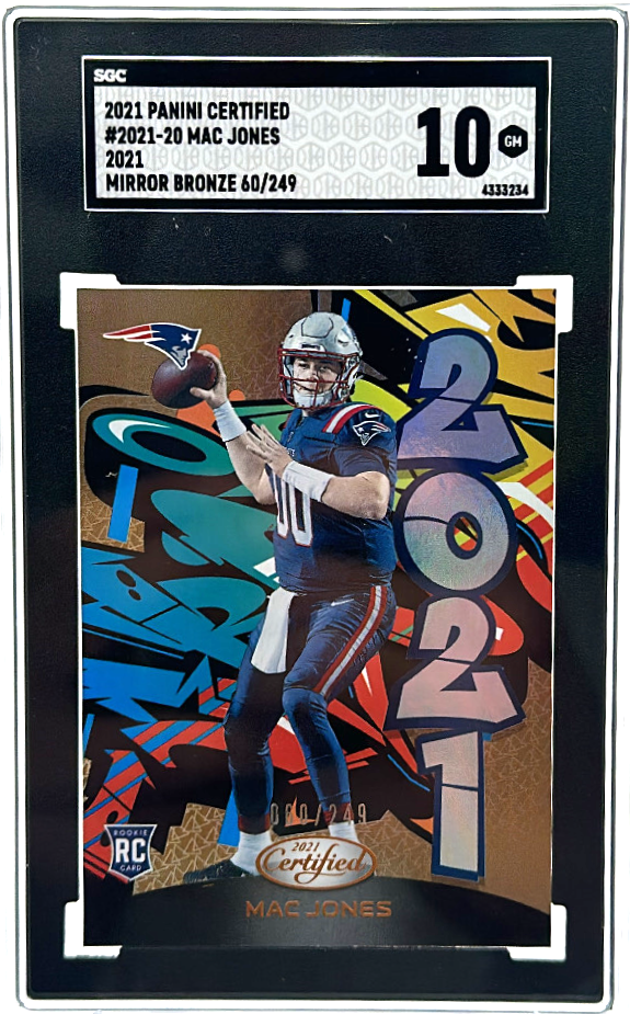 8766B926-7EE6-4F1B-BFFE-050DE1BD1957_1024x1024-1.png 2021 Panini Certified - Mac Jones 2021-20 - Mirror Bronze /249 - SGC 10 - Image 1