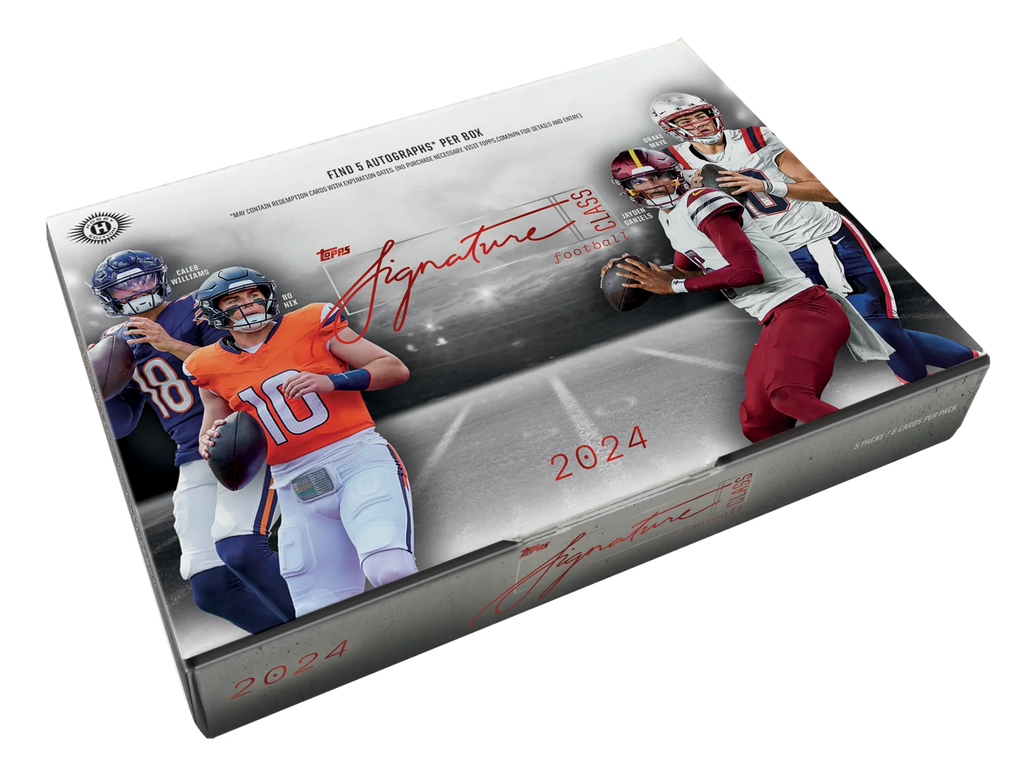 87f3a58bd6c8bd68fc52ecf7a65bbcbbc7684bba_24CSFB_FGC6075_HOBBY_CLOSED_1024x1024.png 2024 Topps Signature Class Football Hobby Box - Image 1