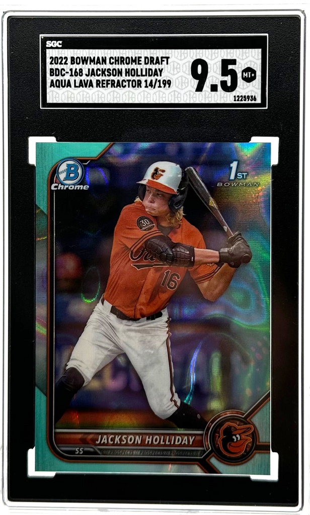 96529B5A-3747-459C-9F6A-4B18ED9374CB_1024x1024-1.png 2022 Bowman Chrome Draft - Jackson Holiday BDC-168 - Aqua Lava /199 - SGC 9.5 - Image 1