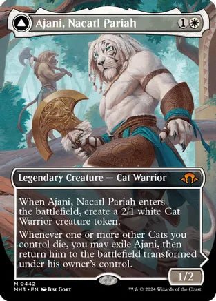 Ajani_NacatlPariah_Borderless_1024x1024-2.jpg Ajani, Nacatl Pariah (Borderless) - Modern Horizons 3 - Image 1