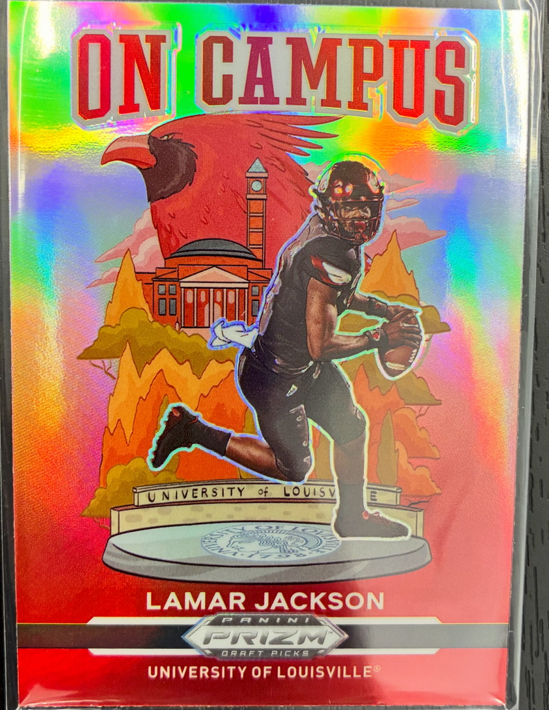IMG_5923_1024x1024-1.png 2021 Panini Prizm Draft Picks Football - Lamar Jackson On Campus Case Hit #OC-LJ - Image 1