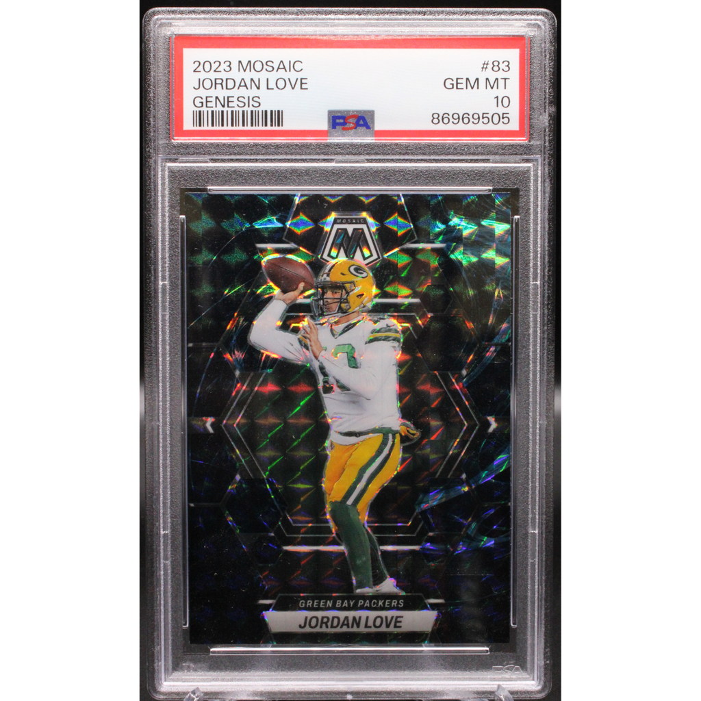 StoreSlabUploads-2024-10-08T140515.123_1024x1024.png 2023 Panini Mosaic - Jordan Love 83 - Genesis - PSA 10 - Image 1