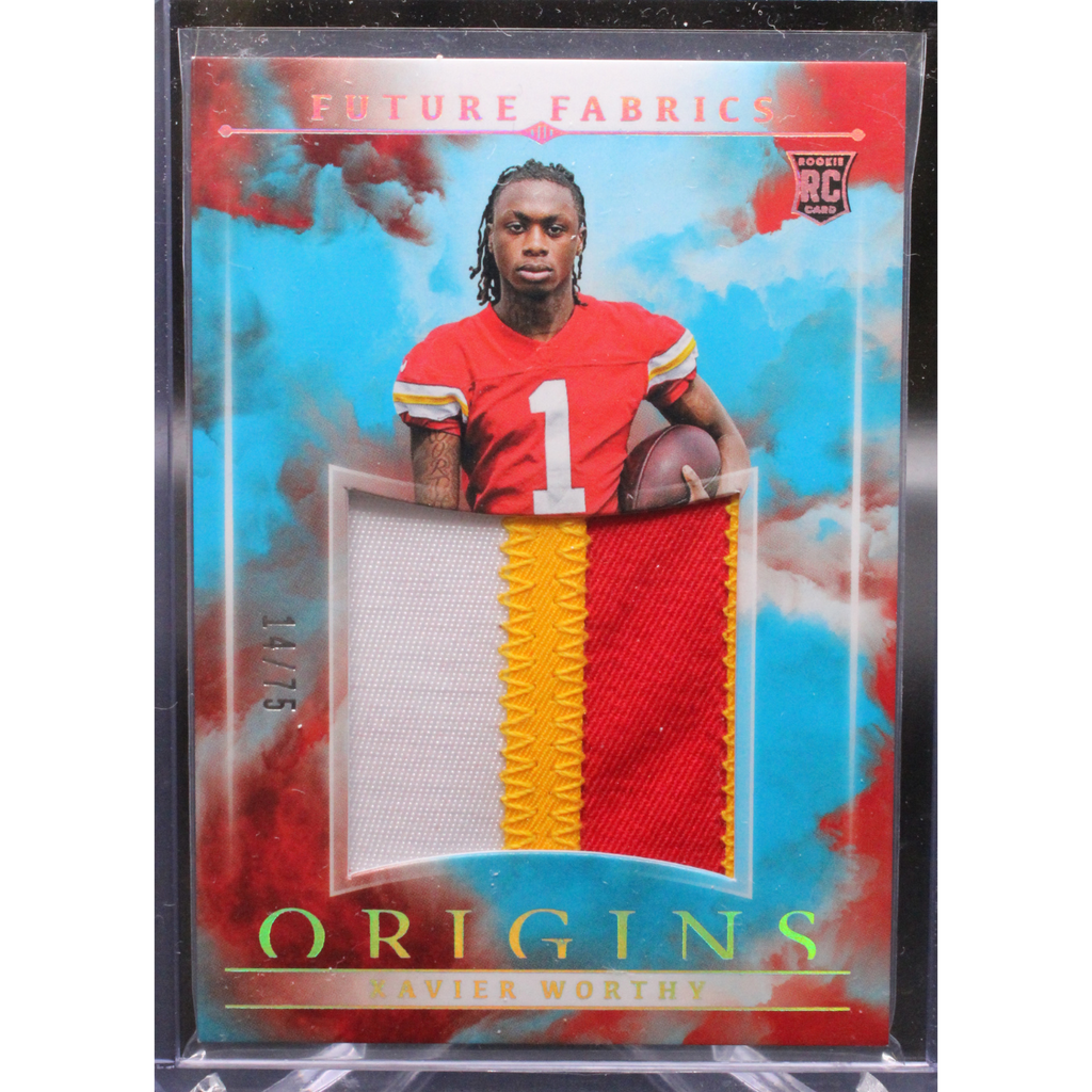 StoreSlabUploads-2024-10-22T171123.864_1024x1024.png 2024 Panini Origins Football - Xavier Worthy FF-XWY - Future Fabrics /75 - Image 1