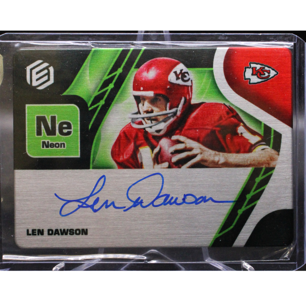 StoreSlabUploads-2024-12-03T185318.897_1024x1024-1.png 2021 Panini Elements Football - Len Dawson SS-LDA - Neon Auto /5 - Image 1