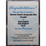 2024 Topps Bowman Chrome Baseball - Wyatt Langford CRA-WL - Blue Rookie Auto