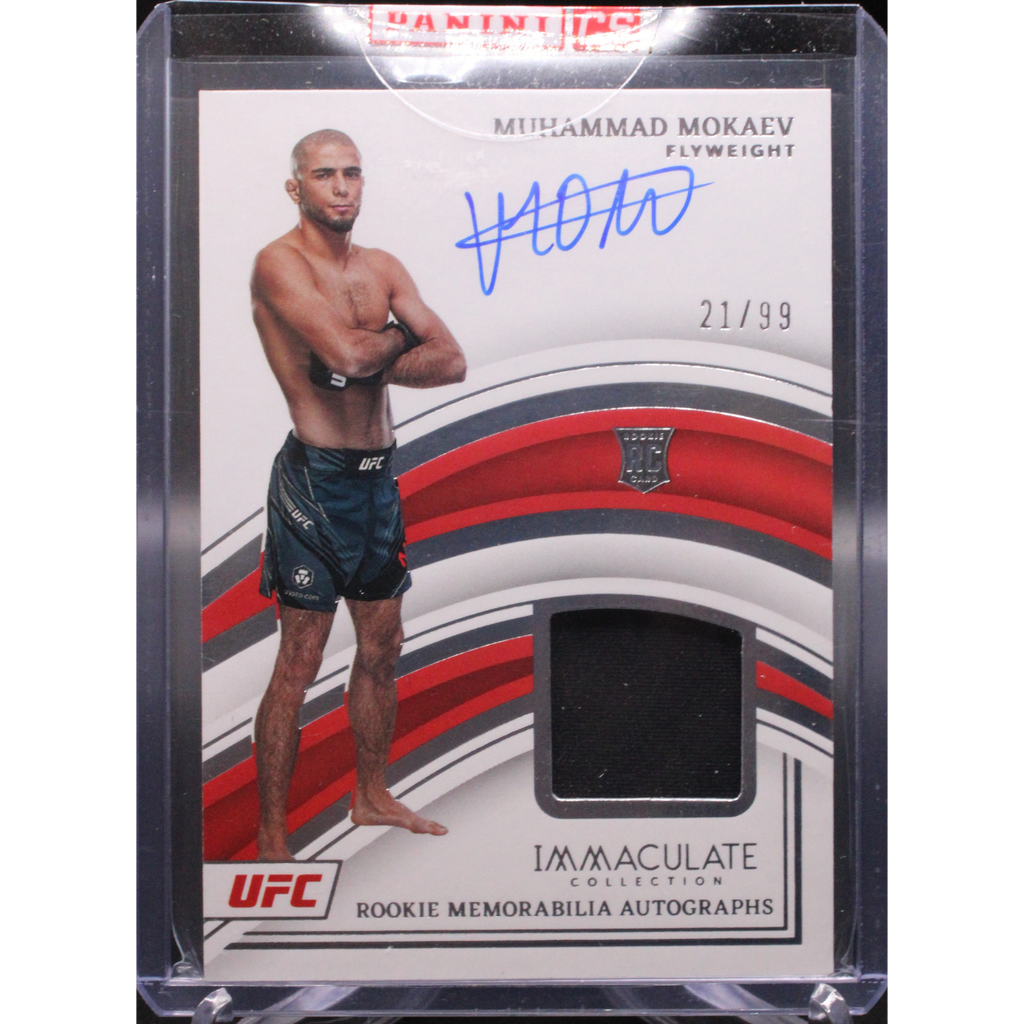 StoreSlabUploads-2024-12-26T131201.792_1024x1024.png 2023 Panini Immaculate UFC - Muhammad Mokaev 101 - Mem Auto /99 - Image 1