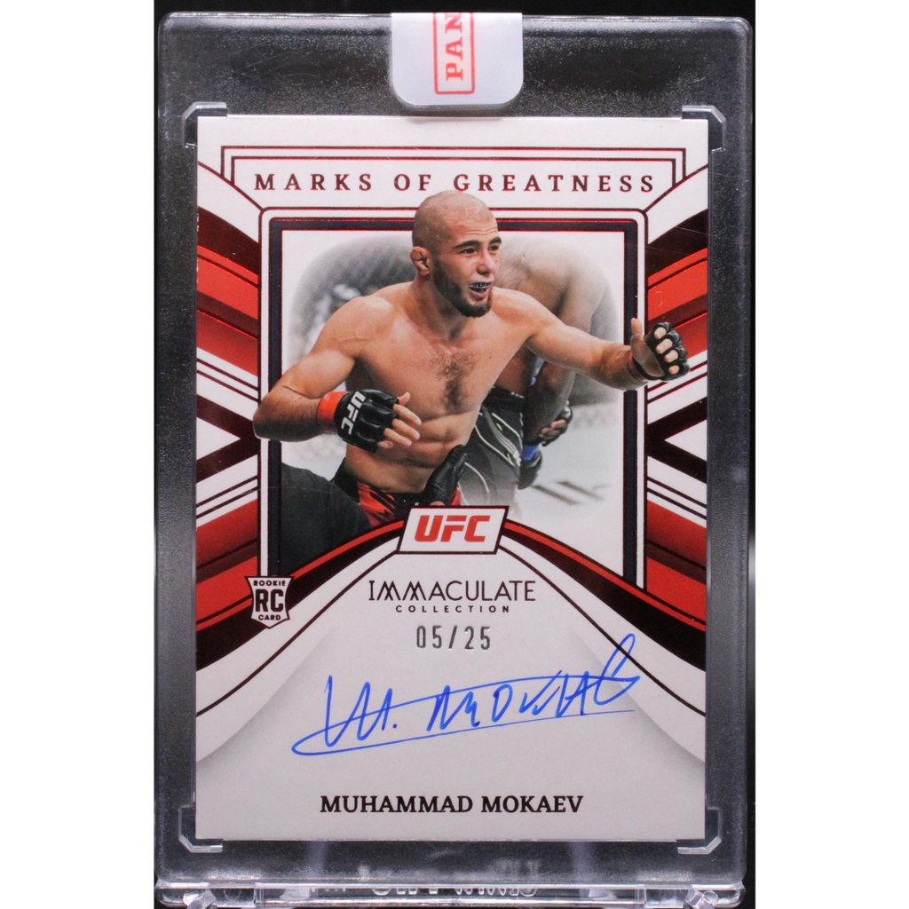 StoreSlabUploads-2024-12-26T131615.389_1024x1024.png 2023 Panini Immaculate UFC - Muhammad Mokaev MG-MMK - Marks Of Greatness Red /25 - Image 1