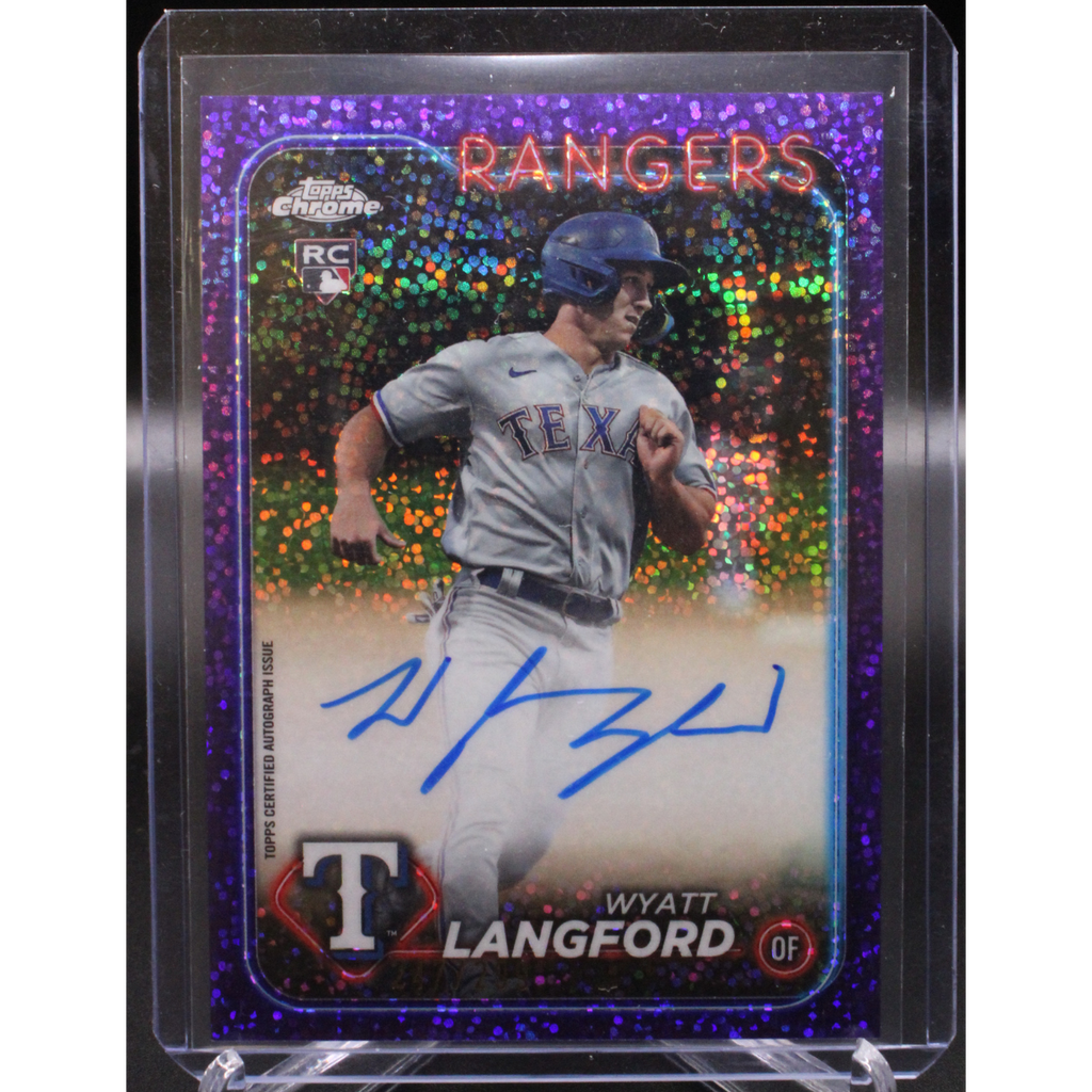 StoreSlabUploads_29_1024x1024-1.png 2024 Topps Chrome Baseball - Wyatt Langford RA-WL - Purple Speckle Refractor Auto /299 - Image 1