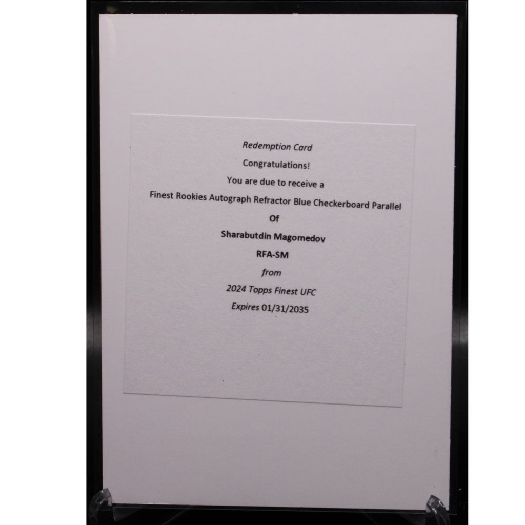 WebsiteImageUploads-2025-04-14T173709.253_1024x1024-1.png 2024 Topps Finest UFC - Sharabutdin Magomedov RFA-SM - Blue Checkerboard Auto /75 - Image 1
