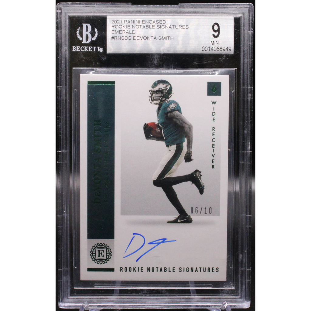 WebsiteImageUploads-2025-05-19T170035.037_1024x1024-1.png 2021 Panini Encased Football - Devonta Smith RNS-DS - Rookie Notable Signatures /10 - Beckett 9 - Image 1