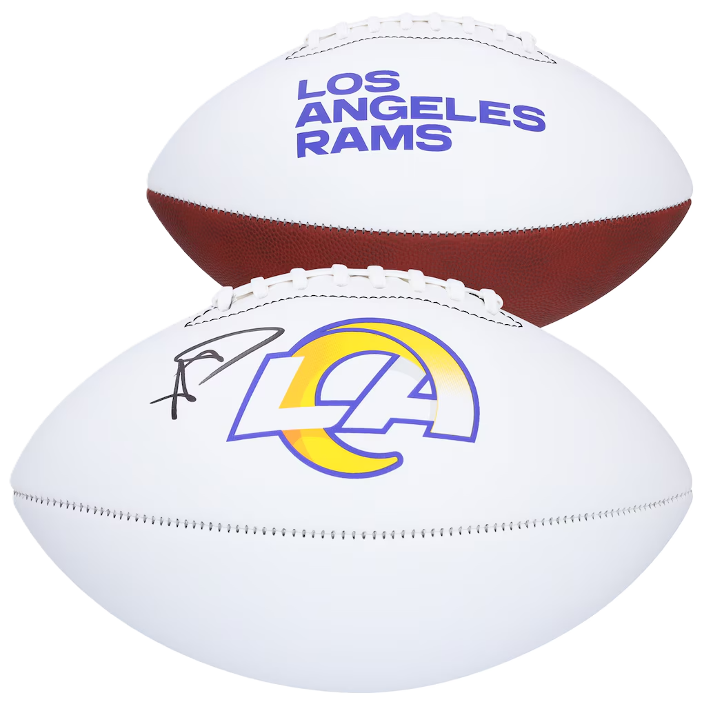 aaron_6dccd98e-6284-4680-a18d-9c2b65dc43b0_1024x1024.png Aaron Donald Autographed Rams NFL Authentic Logo Football (Metabilia) With Acrylic Case - Image 1