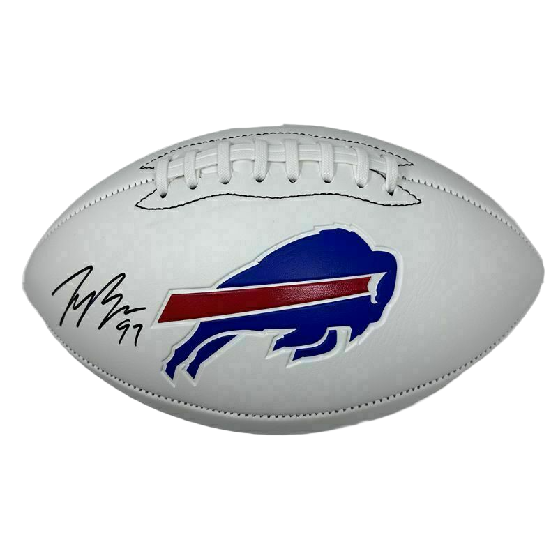 bosa_1024x1024.png Joey Bosa Autographed White Logo Football With Acrylic Case - Image 1
