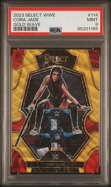 cora_1024x1024-1.jpg 2023 Panini Select WWE - Cora Jade 114 - Gold Wave /10 - PSA 9 - Image 1