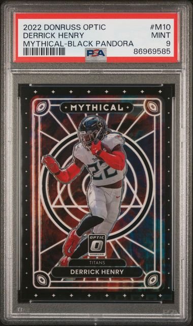 derrick_1024x1024.jpg 2022 Panini Donruss Optic - Derrick Henry M-10 - Mythical Black Pandora /25 - PSA 9 - Image 1
