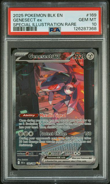 genefront_1024x1024.png Genesect EX 169/086 SV: Black Bolt - 2025 Pokemon - PSA 10 - Image 1