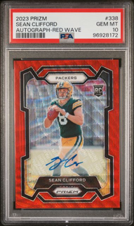 nO5ZcZp_hkKMlpkg6zLNuQSmall_1024x1024-1.png 2023 Panini Prizm Football - Sean Clifford 338 - Red Wave Auto/149 - PSA 10 - Image 1