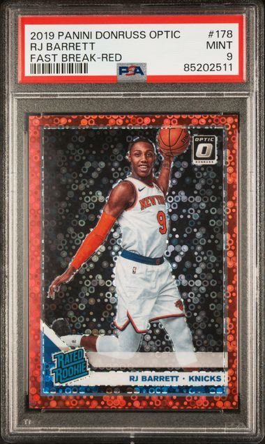 rj_1024x1024-2.jpg 2019 Panini Donruss Optic - RJ Barrett 178 - Fast Break Red - PSA 9 - Image 1