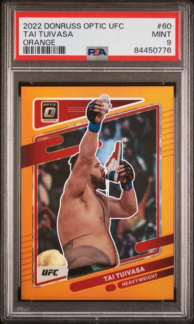 tai_1024x1024-1.jpg 2022 Panini Donruss Optic UFC Tai Tuivasa Orange Parallel 14/49 - PSA 9 - Image 1