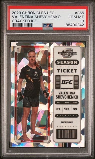 valentia_1024x1024.jpg 2023 Panini Chronicles UFC Valentina Shevchenko Cracked Ice Parallel 25/25 PSA 10 - Image 1