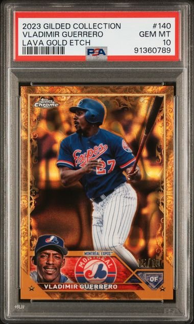 vg_1024x1024.jpg 2023 Topps Gilded - Vladimir Guerrero 140 - Lava Gold Etch /10 - PSA 10 - Image 1