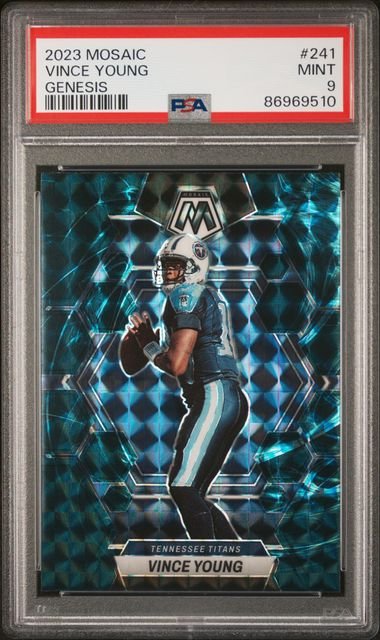 vince_1024x1024-2.jpg 2023 Panini Mosaic - Vince Young 241 - Genesis - PSA 9 - Image 1