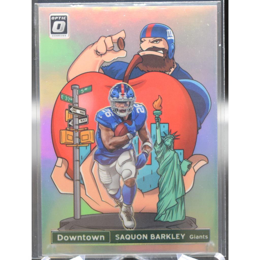 websiteimages_1_f22e53c3-8cc6-484f-8324-6ecf544bd6f9_1024x1024.png 2020 Donruss Optic Football - Saquon Barkley DT-19 - Downtown - Image 1