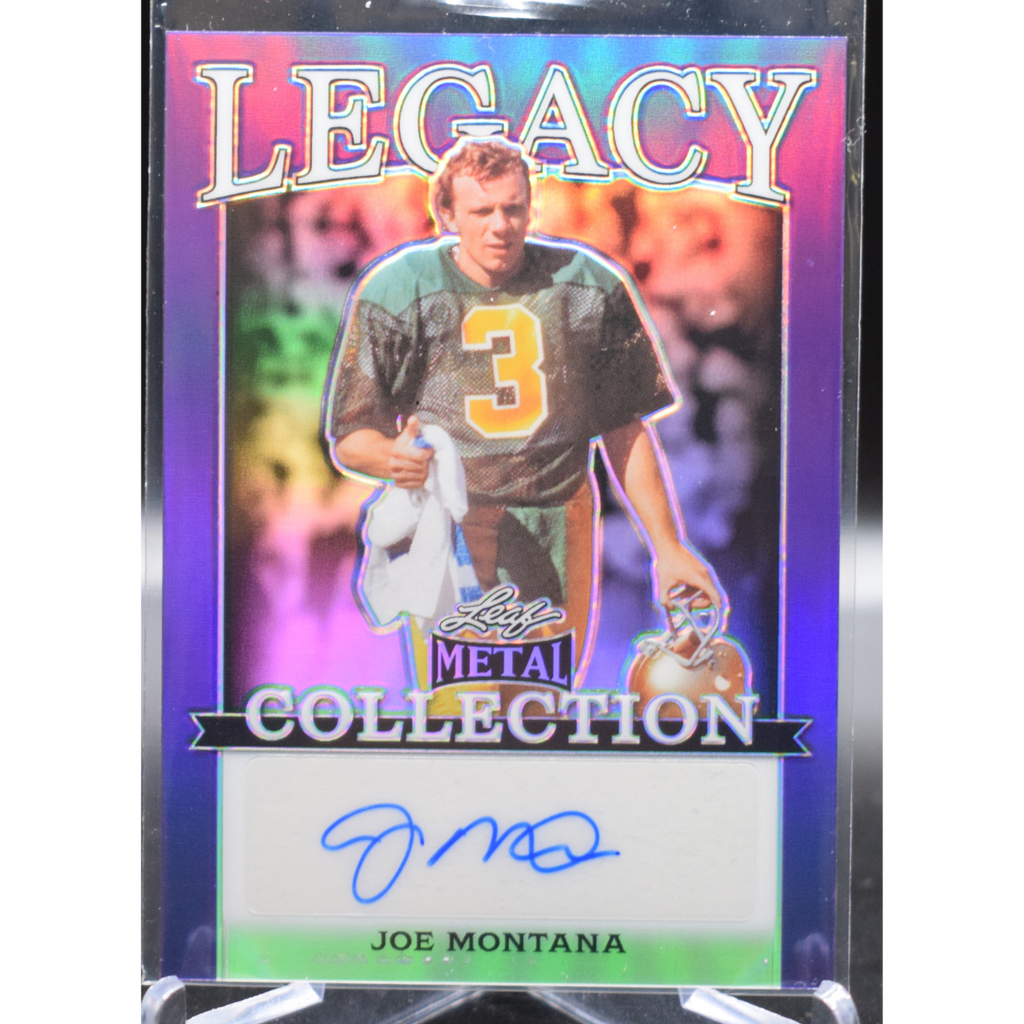 websiteimages_3_26750159-4e0c-4890-9d79-3e758d65b3aa_1024x1024-1.png 2024 Leaf Metal Legacy Collection Joe Montana - Autograph BA-JM3 6/10 - Image 1