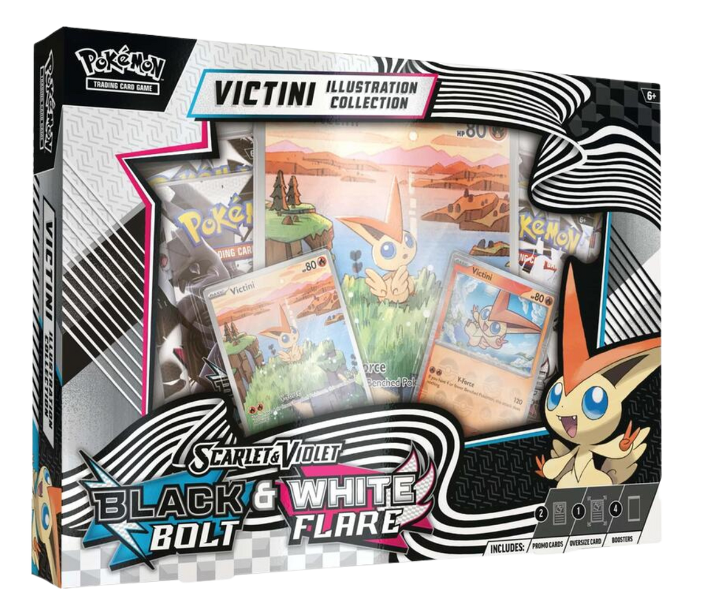 websiteimages_91_14b6b72f-82d1-4ba7-b4b7-52889c722c06_1024x1024.png Pokemon Scarlet & Violet - Black Bolt & White Flare Unova Victini Illustration Collection - Image 1