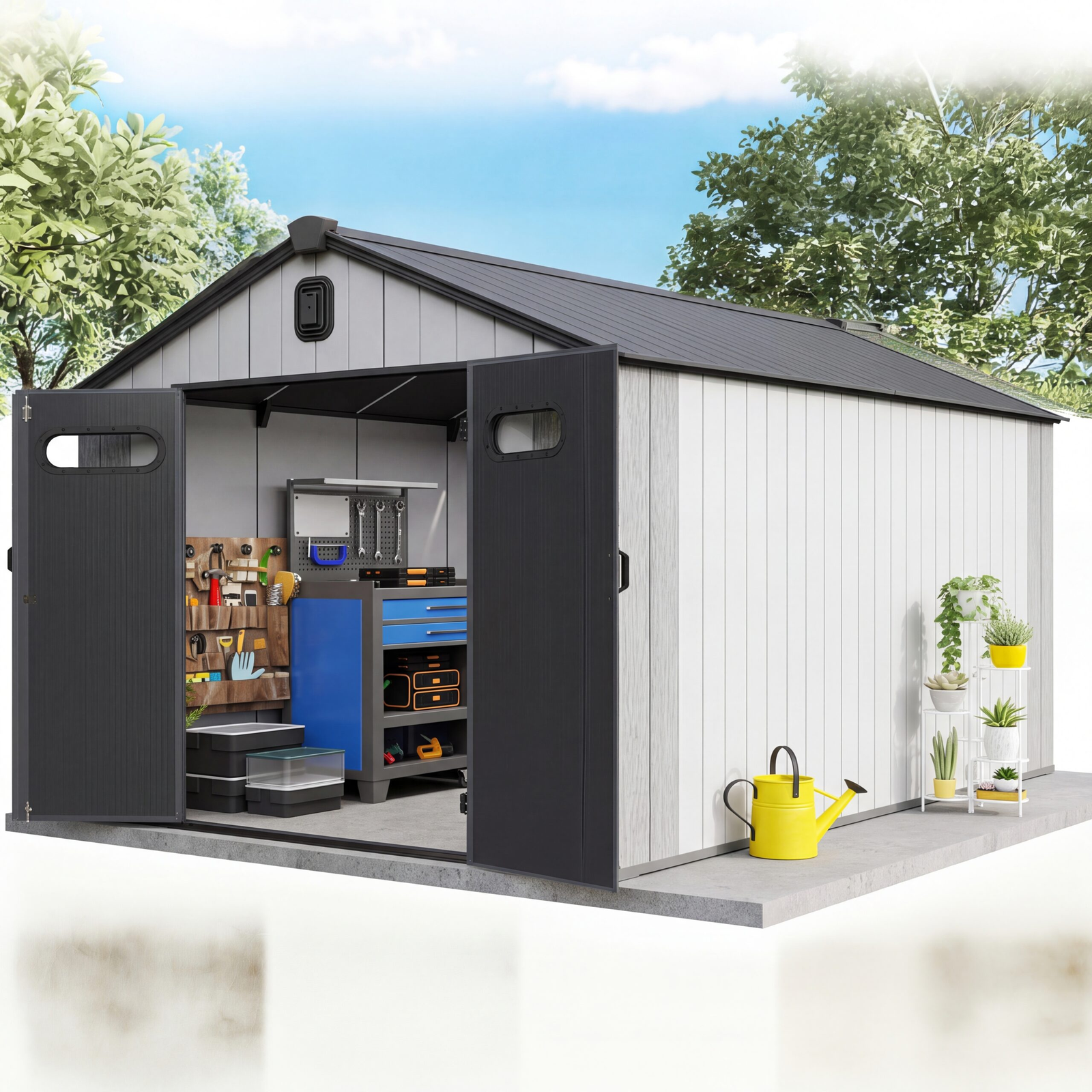 domi-8×16-ft-outdoor-resin-storage-shed-all-weather-double-wall-storage-building-with-lockable-doors-and-ventilated-roof-ideal-for-lawn-tools-bikes-mowers-and-pool-equipment-grey-main